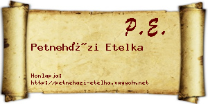 Petneházi Etelka névjegykártya