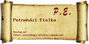 Petneházi Etelka névjegykártya